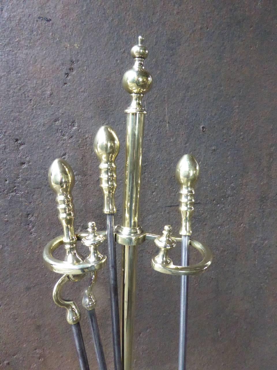 Polished 19th Century English Fire Tools or Fireplace Tools