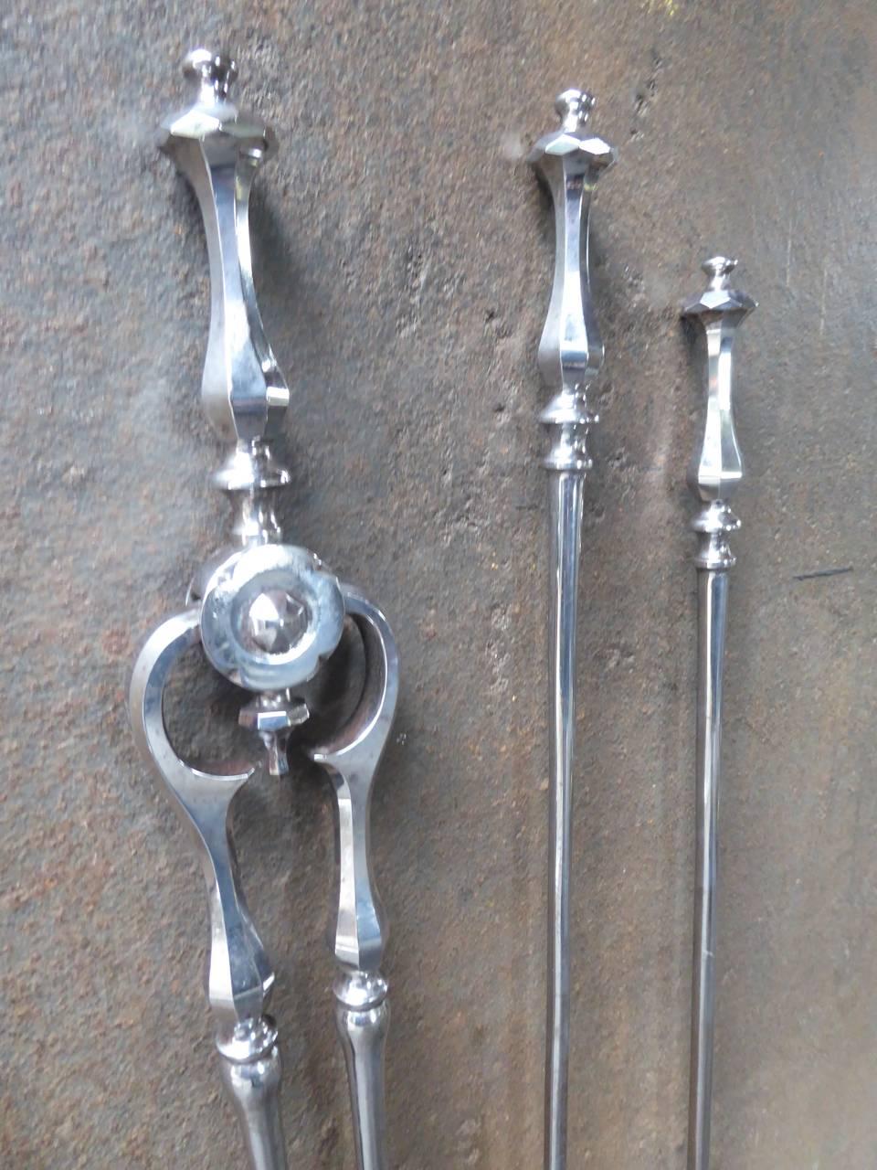 Polished 19th Century English Fireplace Tools, Fire Tools