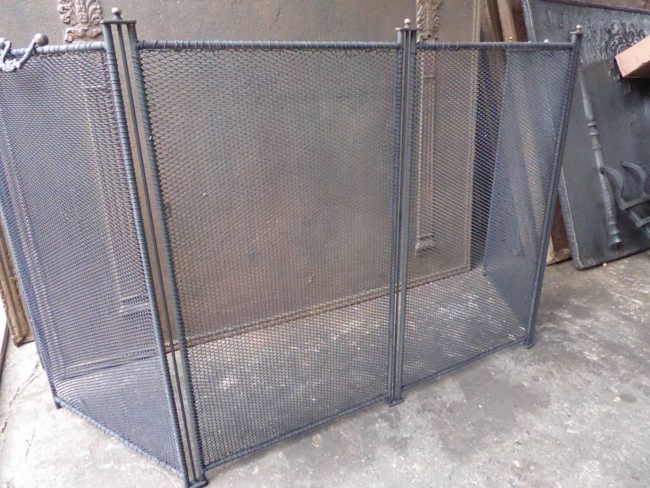 Forged Large, Elegant French Fireplace Screen, Handmade, 38