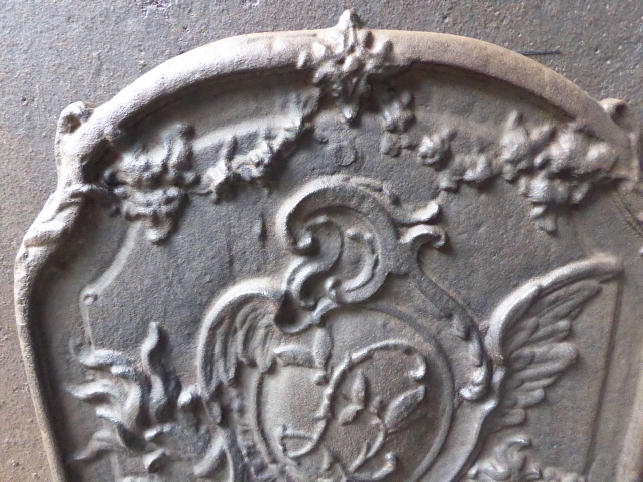 French Rococo Style Decoration Fireback In Good Condition In Amerongen, NL