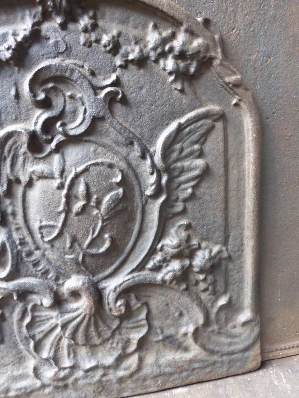 Cast French Rococo Style Decoration Fireback