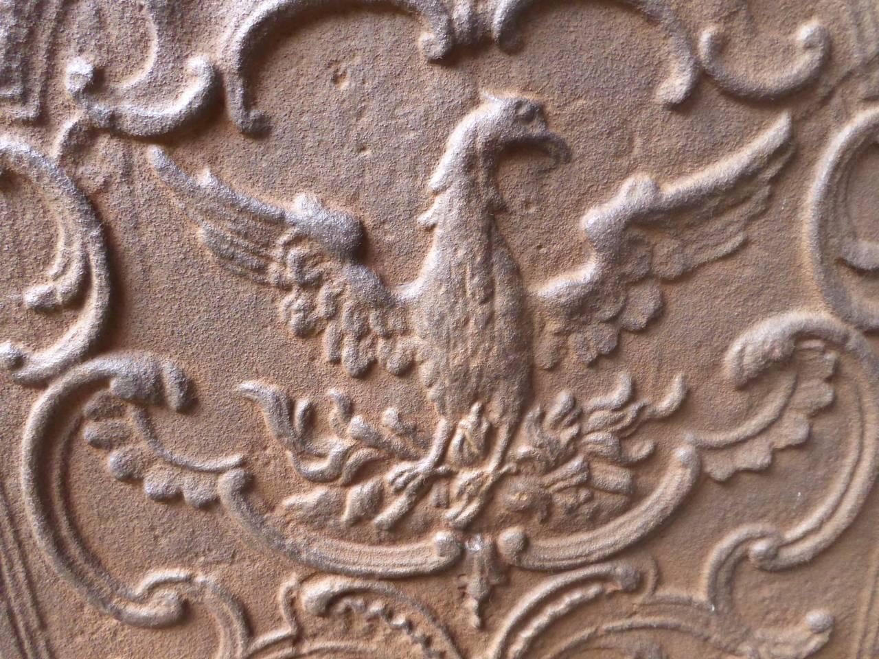 French Rococo Style Phoenix Fireback In Good Condition In Amerongen, NL