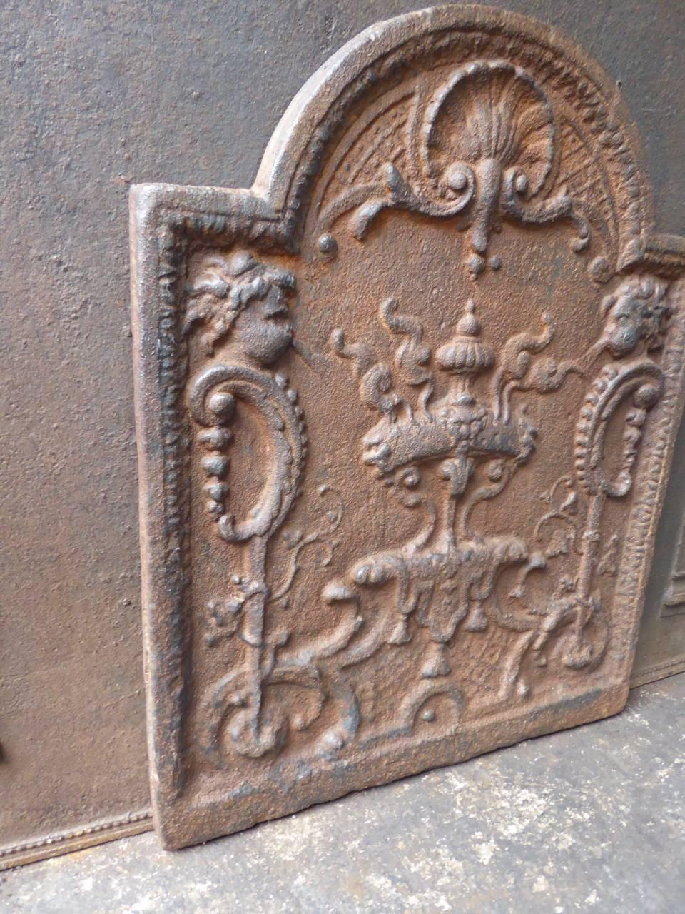 French fireback with Rococo style decoration.