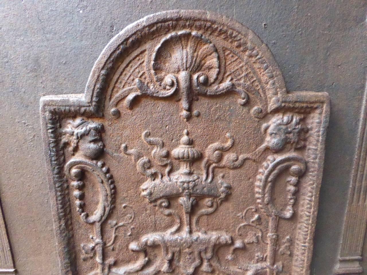 French Rococo Style 'Decoration' Fireback In Good Condition In Amerongen, NL