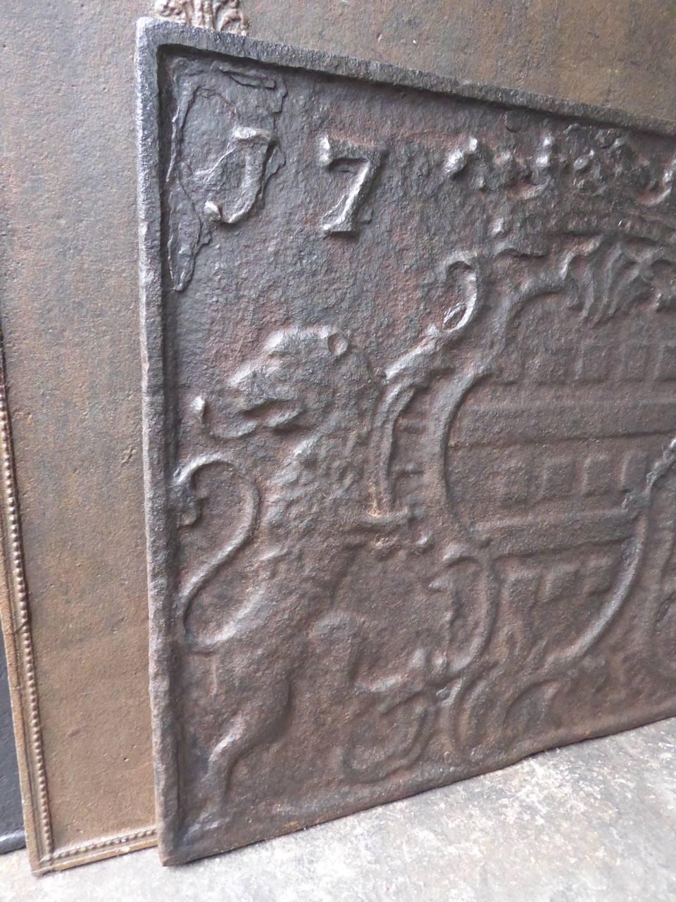 Louis XIV 18th Century, French 'Coat of Arms' Fireback
