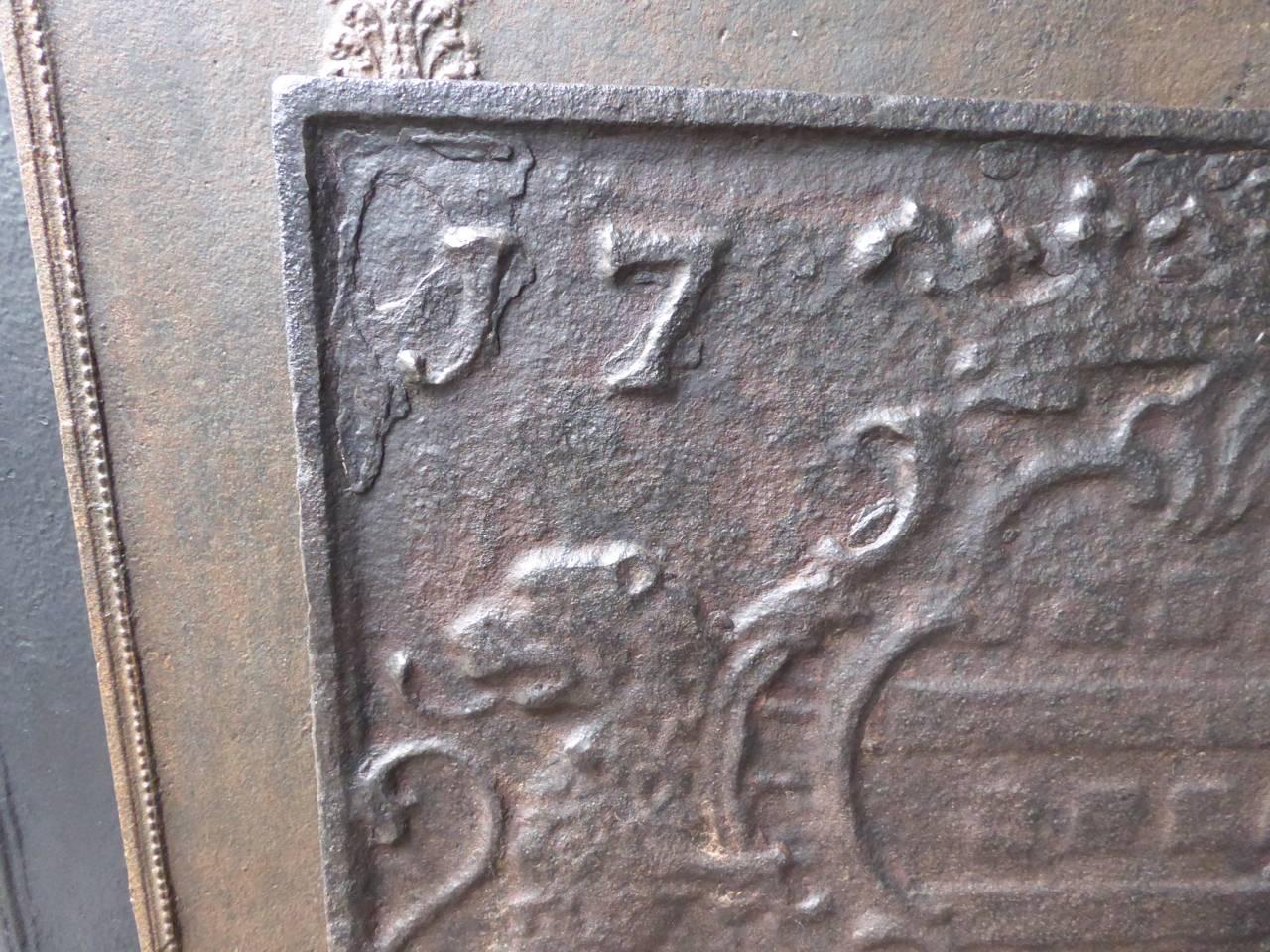 Iron 18th Century, French 'Coat of Arms' Fireback