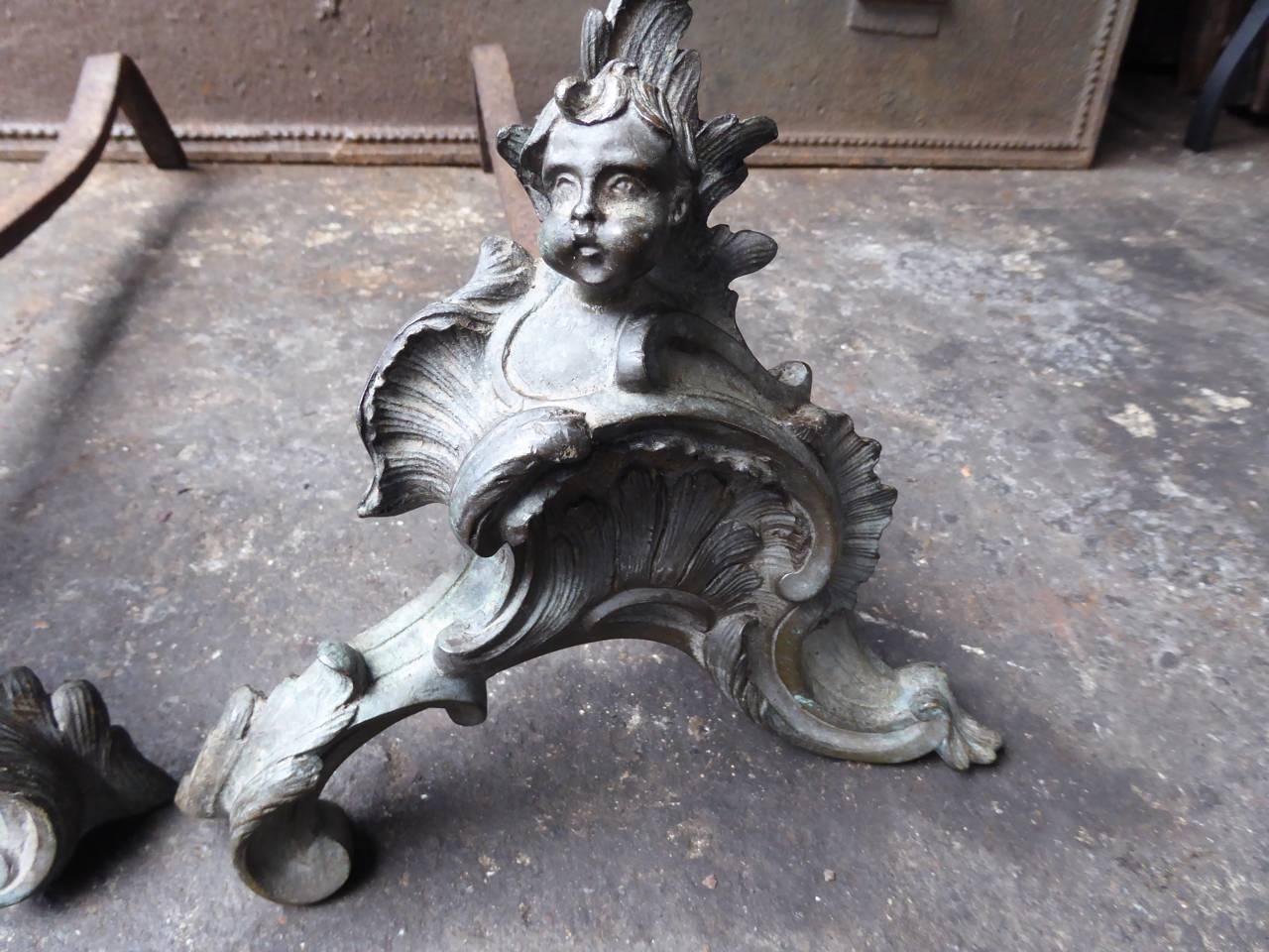French Louis XV Style Firedogs or Andirons In Good Condition In Amerongen, NL