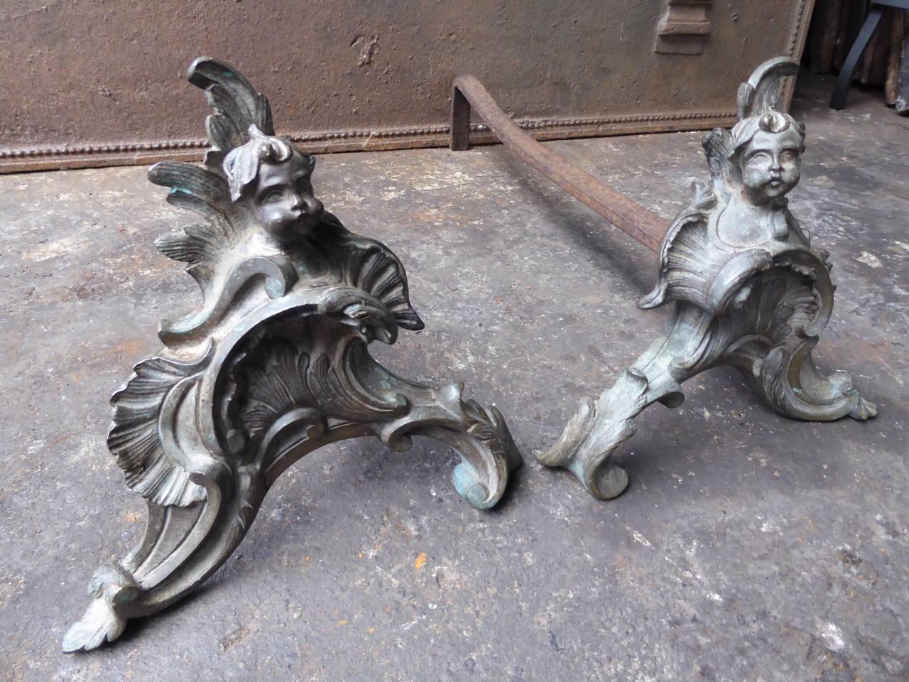 20th Century French Louis XV Style Firedogs or Andirons