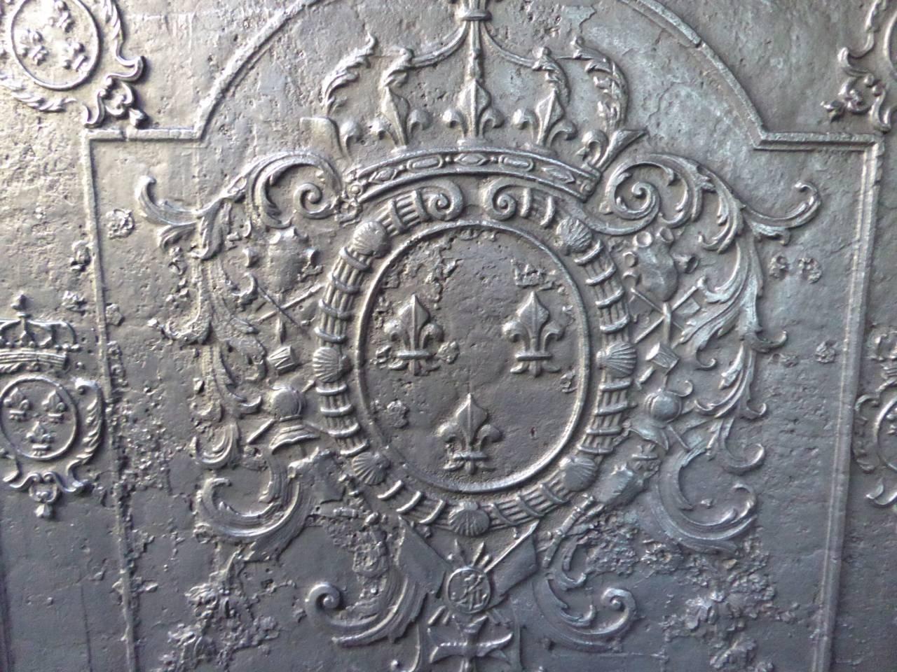 Cast Magnificent 18th Century Arms of France Fireback