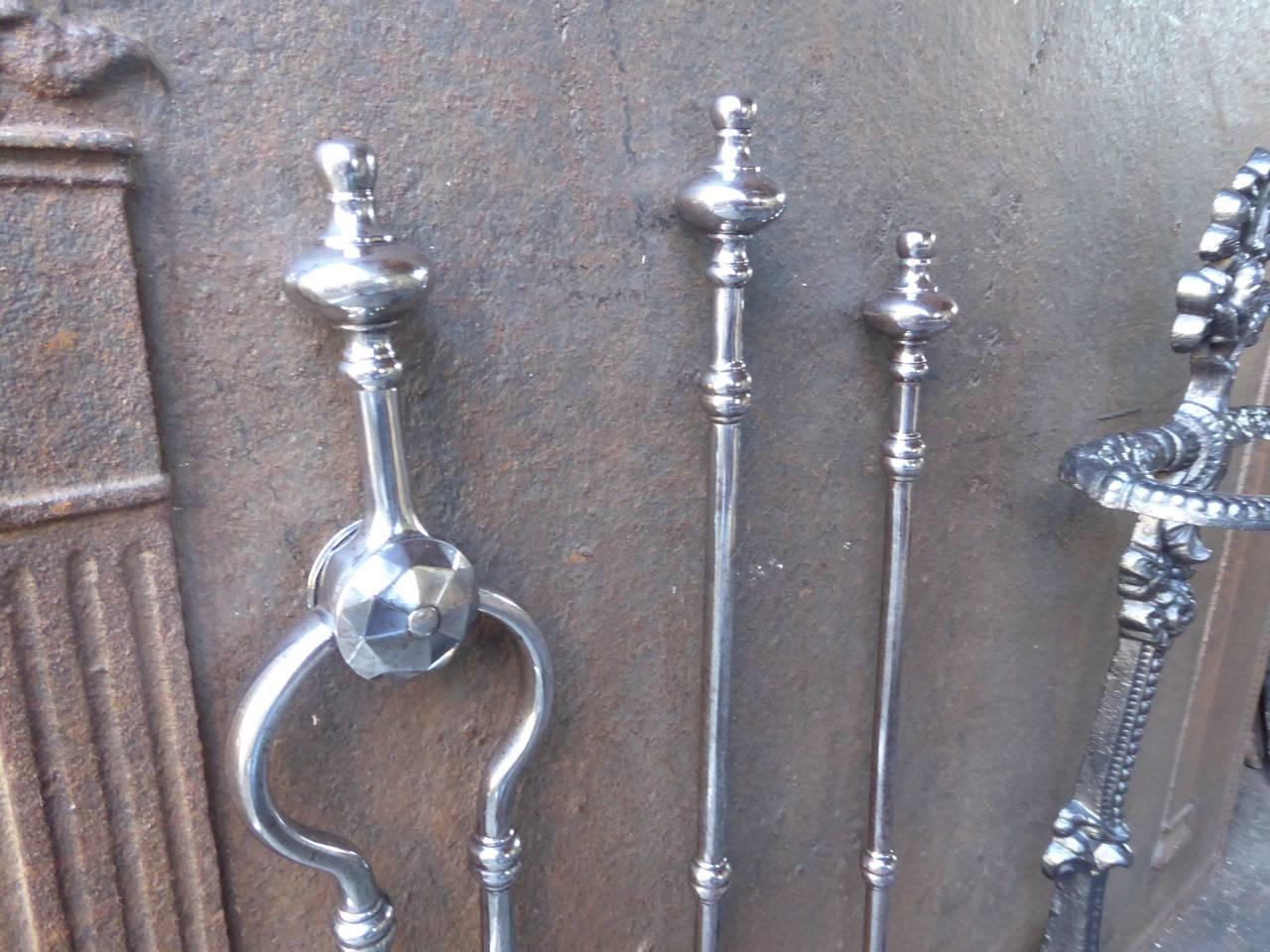 Steel 19th Century English Fireplace Tools, Fire Toolset