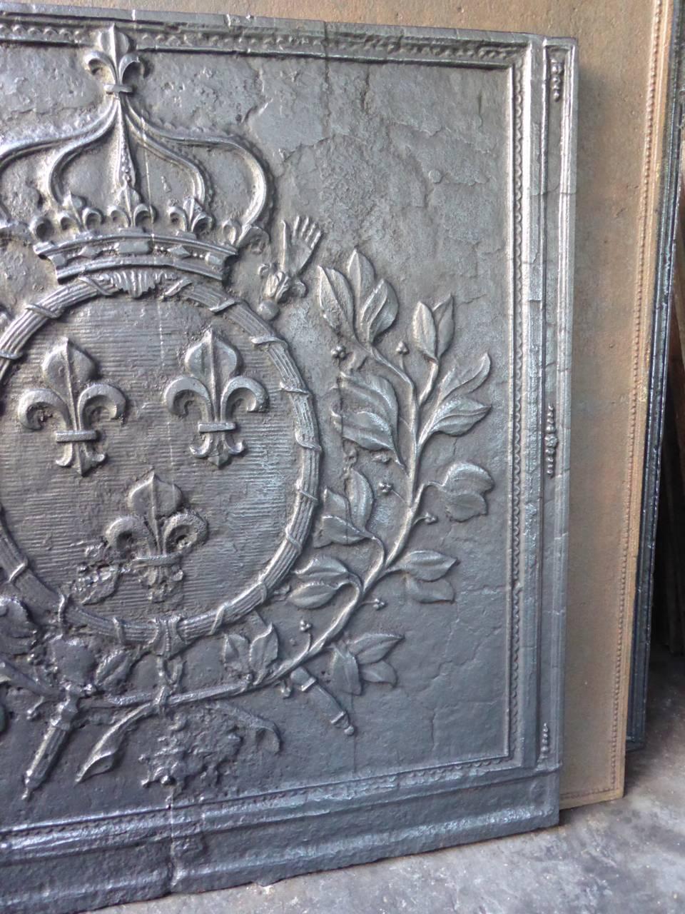 Louis XV 18th Century French 'Arms of France' Fireback