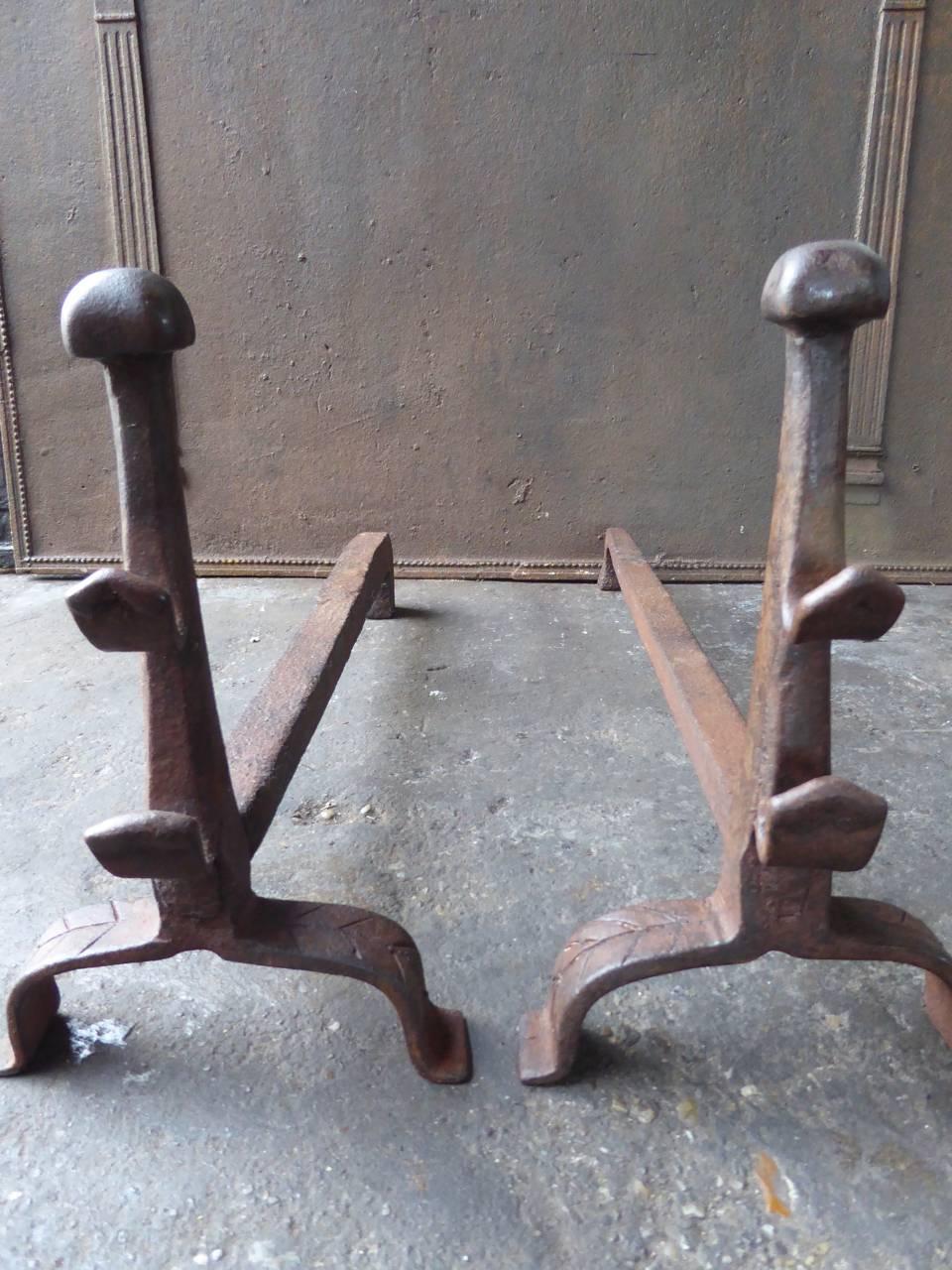 18th Century French Gothic Style Firedogs or Andirons In Good Condition In Amerongen, NL