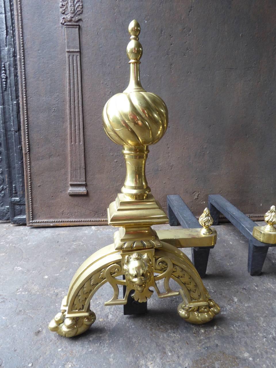 Cast French Louis XIV Style Firedogs or Andirons