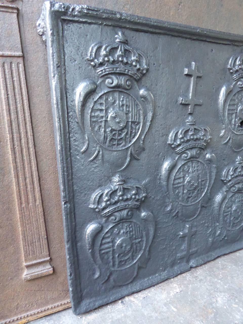 Iron 17th-18th Century French 'Arms of Loraine' Fireback / Backsplash For Sale