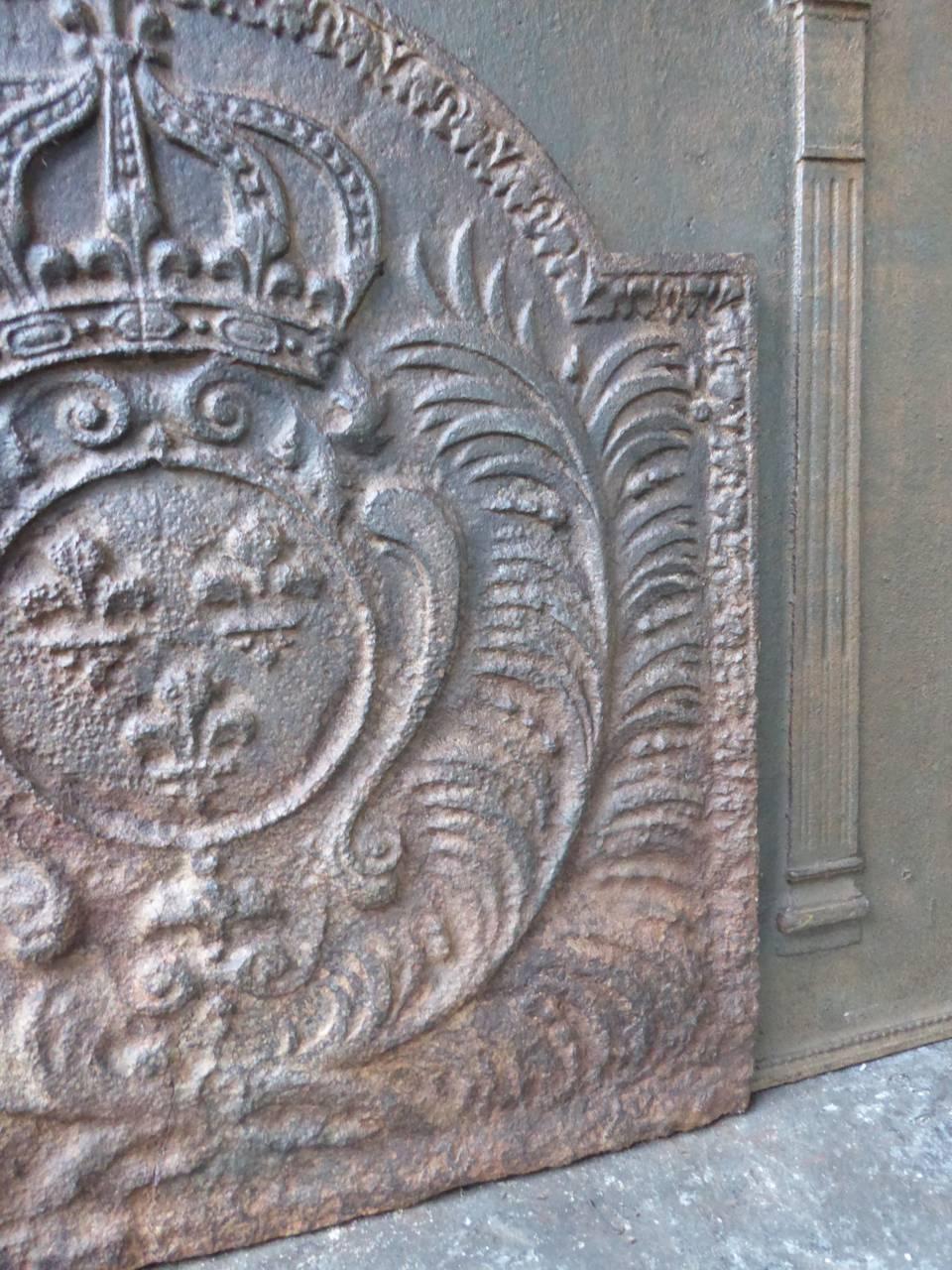 Louis XIV 18th-19th Century 'Arms of France' Fireback