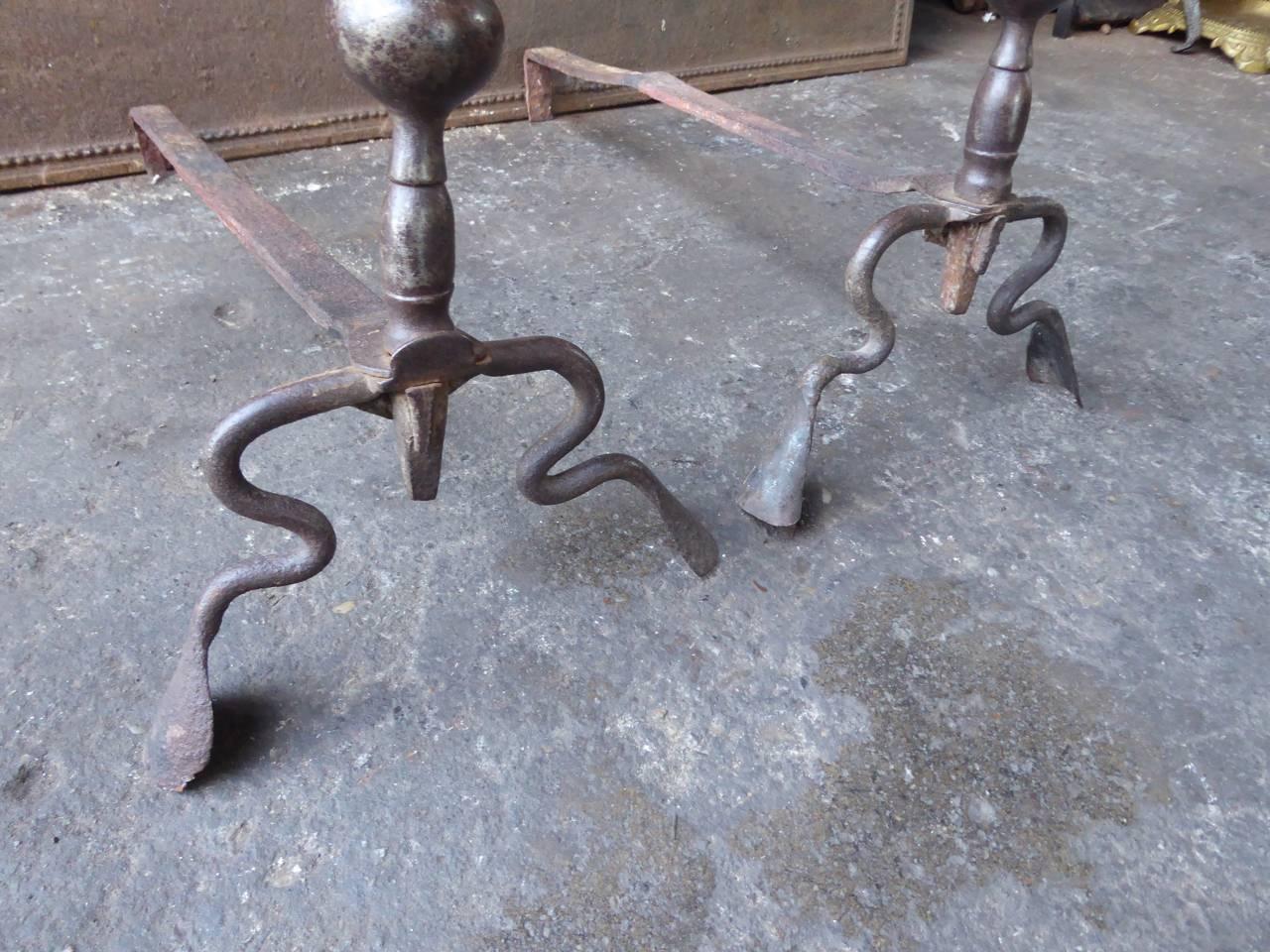 18th Century and Earlier 18th Century French Andirons or Firedogs