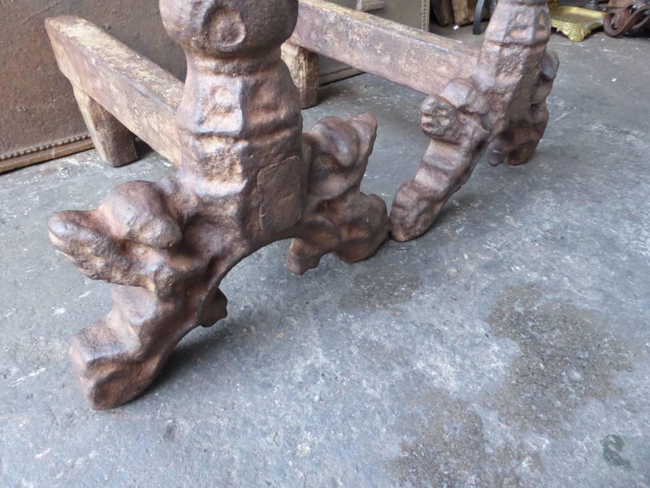 Large 19th-20th Century French Andirons or Firedogs For Sale 1