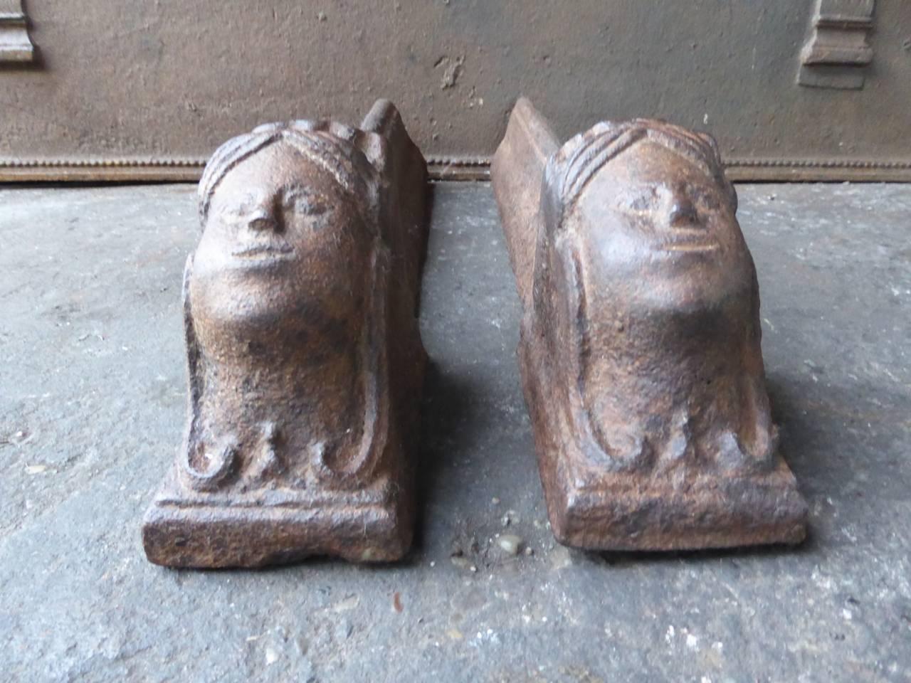Cast 18th Century French Andirons or Firedogs For Sale