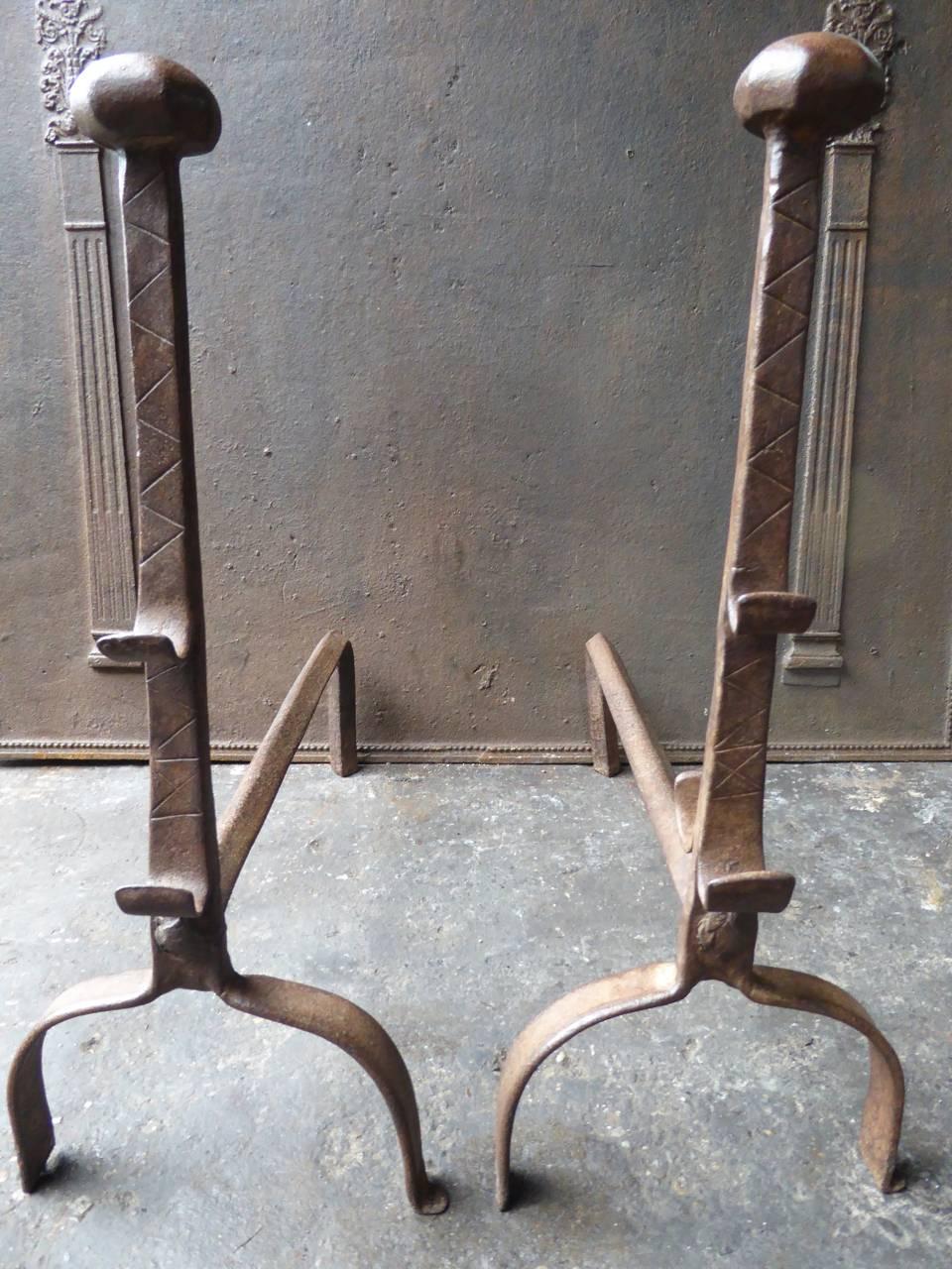 17th Century French Firedogs or Andirons In Good Condition In Amerongen, NL