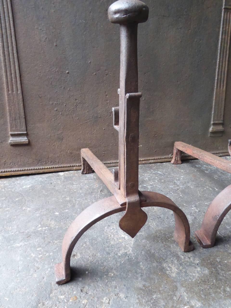 Forged 19th Century French Firedogs or Andirons For Sale