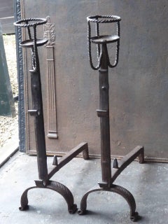 17th Century Very Large French Firedogs or Andirons