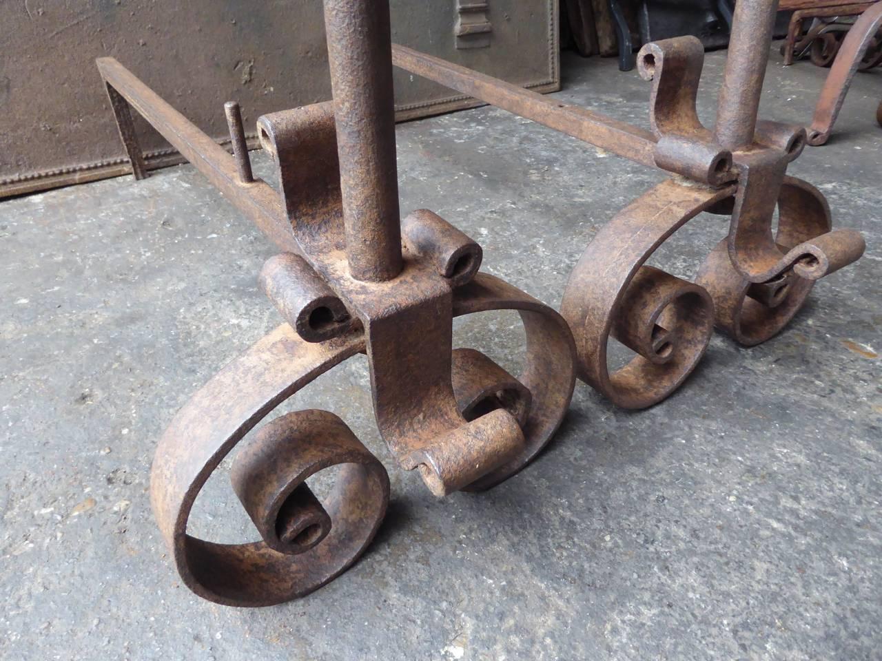 Forged 19th Century, French Firedogs or Andirons For Sale