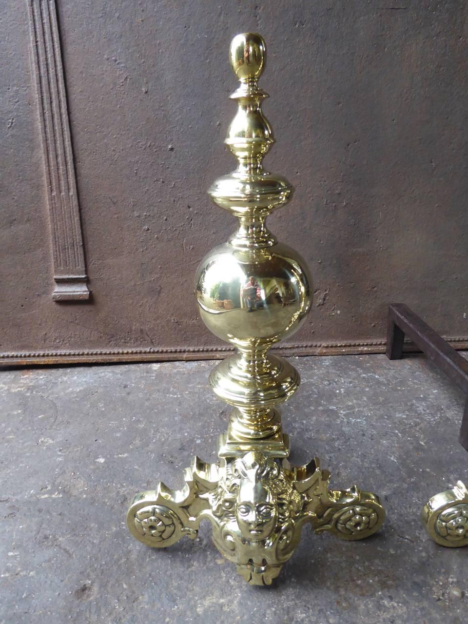 French 19th Century Louis XIV Style Firedogs or Andirons