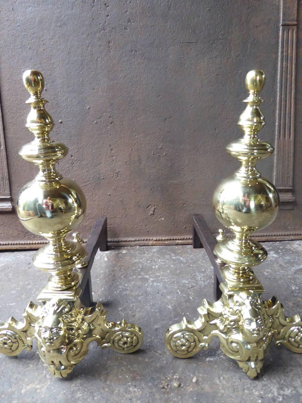 19th Century Louis XIV Style Firedogs or Andirons In Good Condition In Amerongen, NL