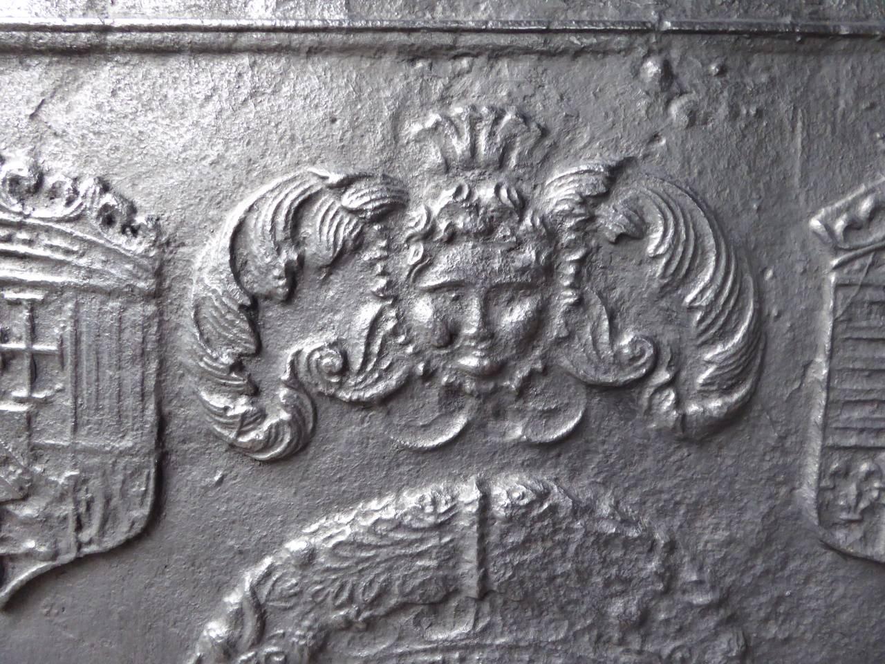 Iron 16th-17th Century French 'Arms of Lorraine' Fireback / Backsplash For Sale