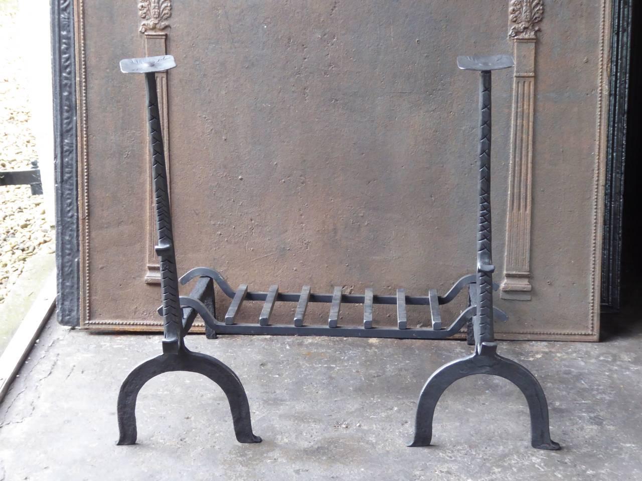 17th-18th Century Large Gothic Style Firedogs or Andirons For Sale 2