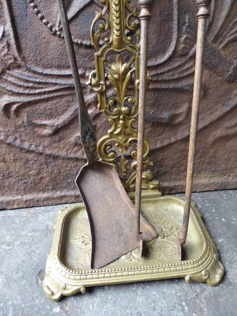 19th Century, French Louis XV Style Fireplace Tools or Fireplace Tool Set 2
