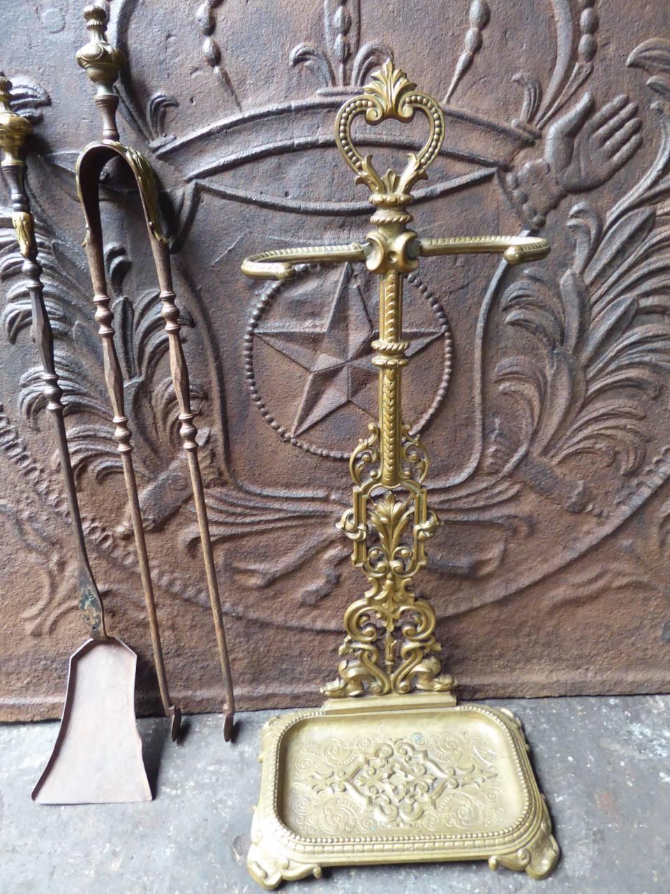 19th Century, French Louis XV Style Fireplace Tools or Fireplace Tool Set In Good Condition In Amerongen, NL