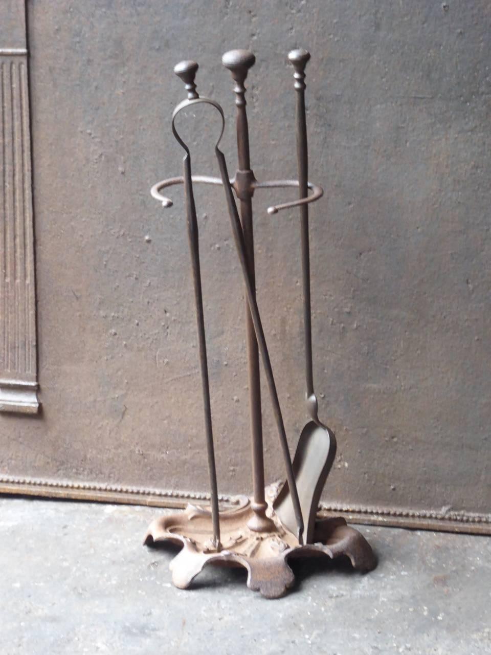 19th century French fire tools, fire irons made of wrought iron and cast iron.

We have a unique and specialized collection of antique and used fireplace accessories consisting of more than 1000 listings at 1stdibs. Amongst others, we always have