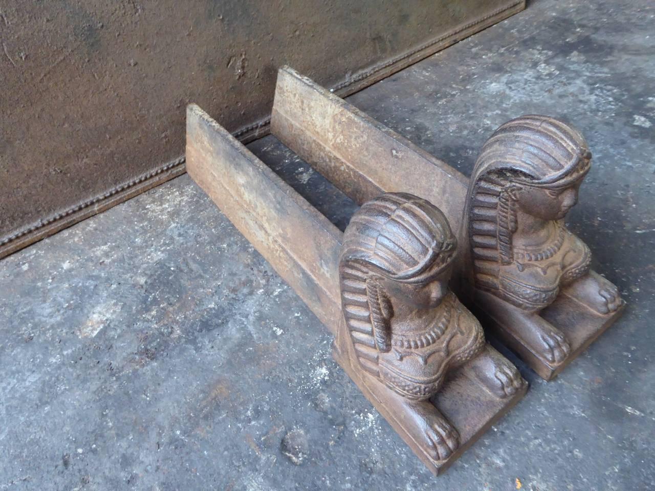 19th Century French Sphinx Andirons or Firedogs In Good Condition In Amerongen, Amerongen