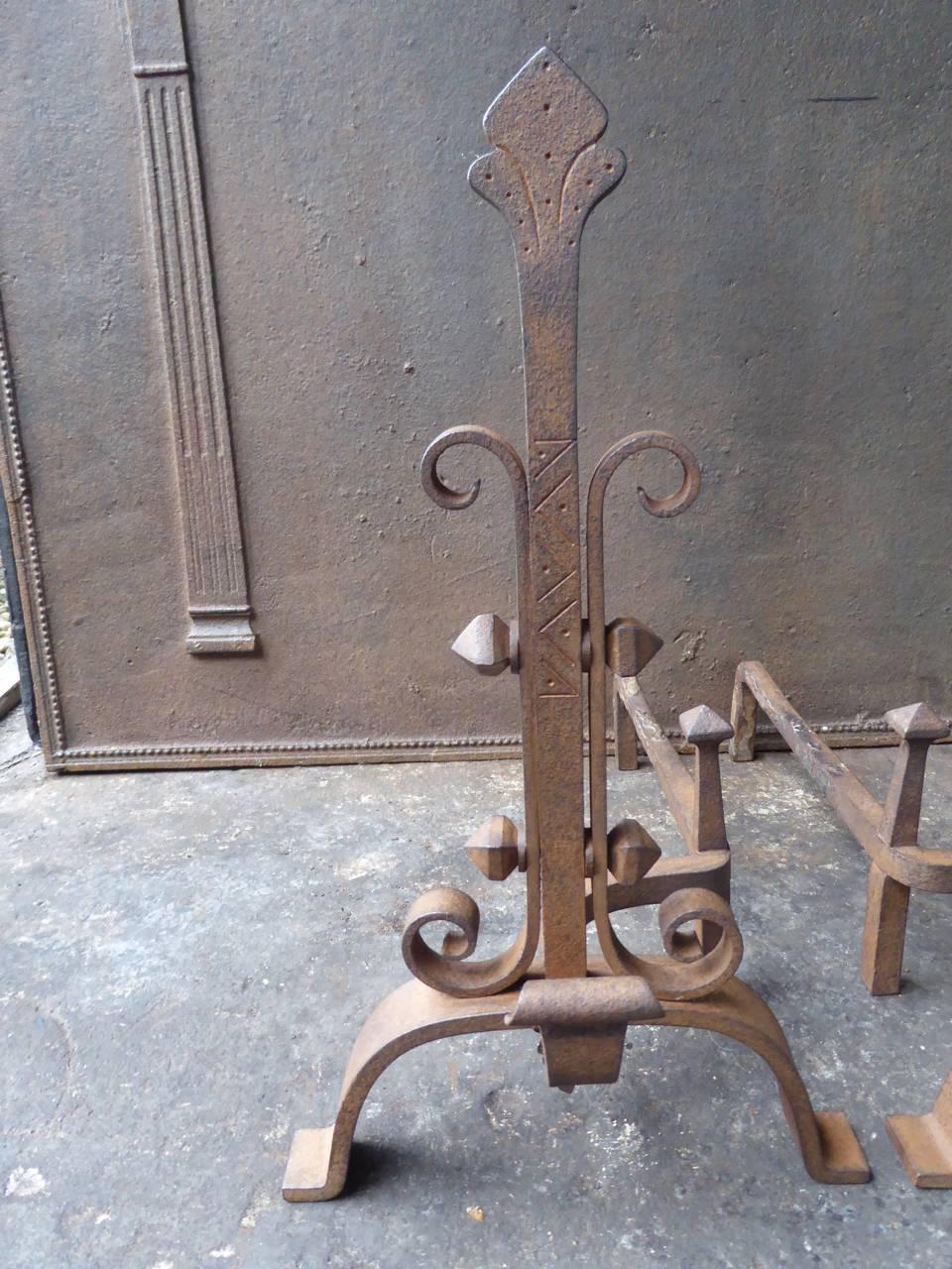 French Wrought Iron Andirons or Firedogs In Good Condition In Amerongen, NL