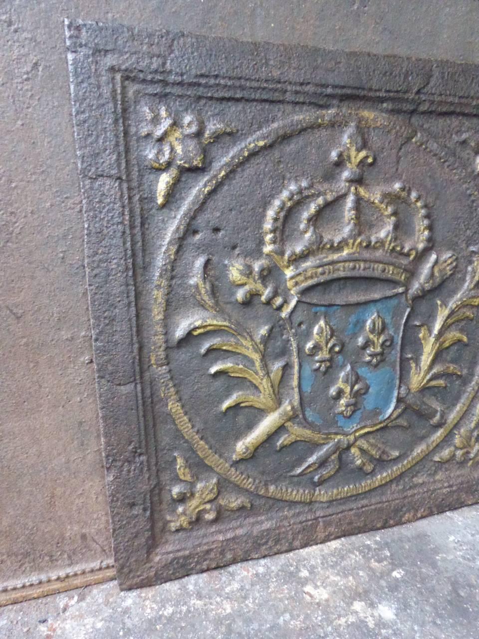 Louis XV 18th-19th Century 'Arms of France' Fireback