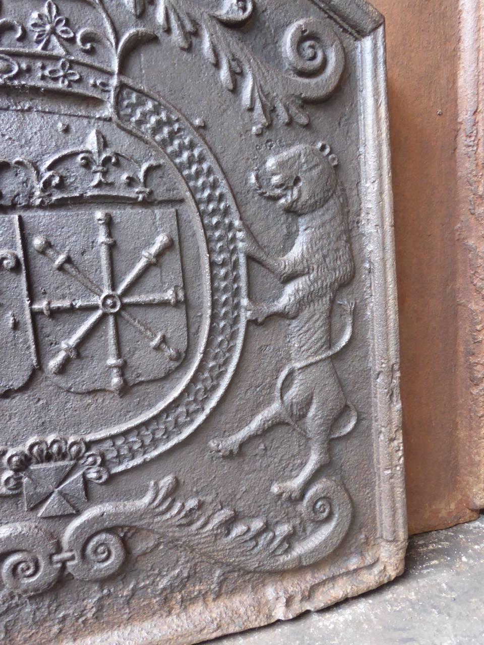 Cast Impressive 'Arms of France and Navarre' Fireback, 17th Century