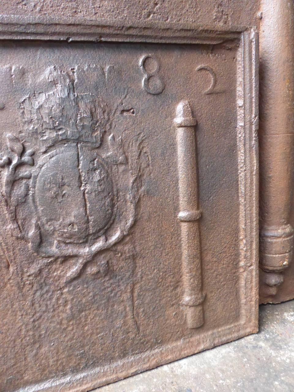 Cast 18th Century, French 'Arms of France' Fireback