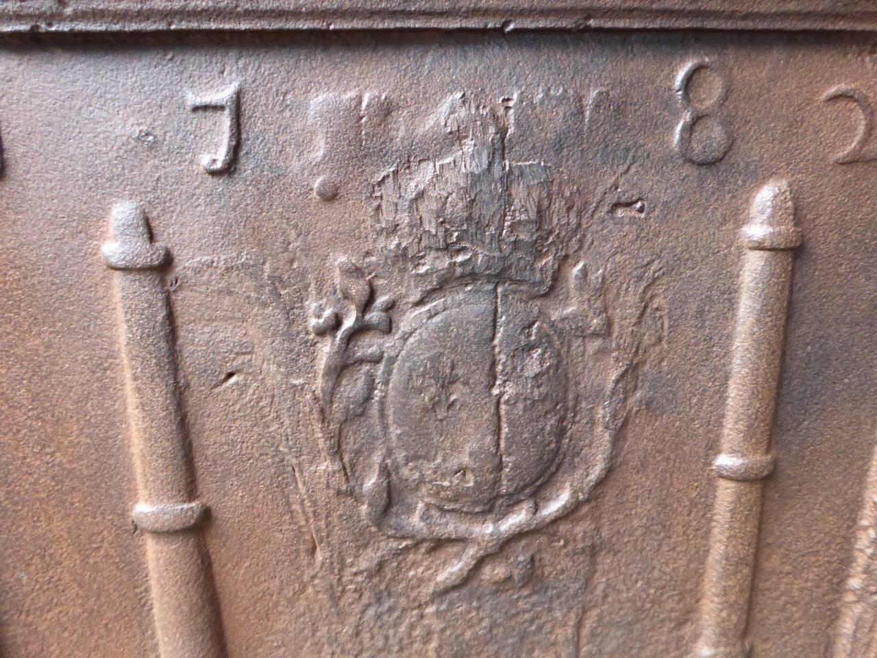 Iron 18th Century, French 'Arms of France' Fireback