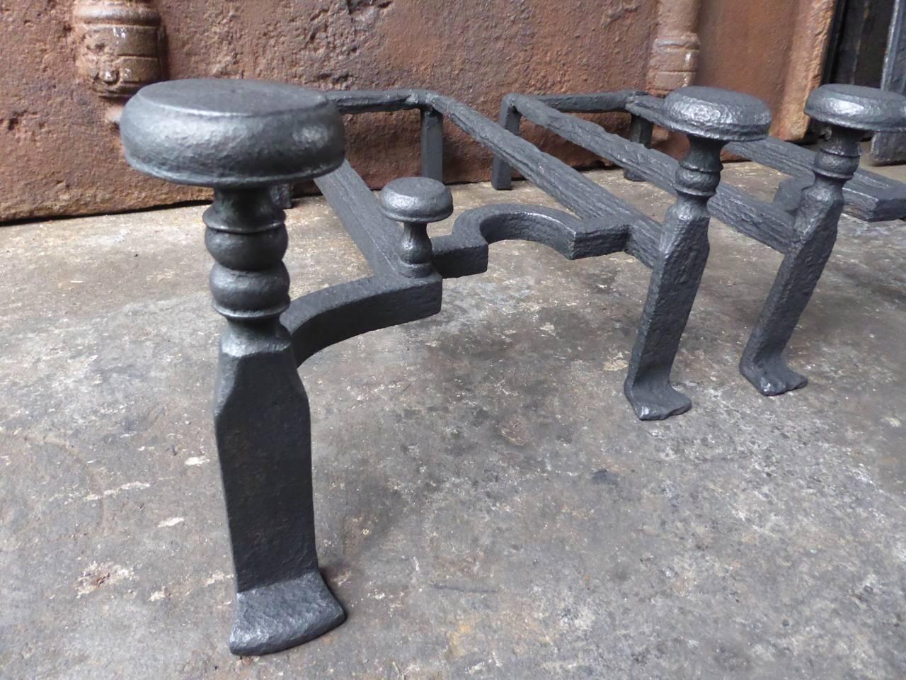Forged 18th Century French Louis XV Period Andirons or Firedogs For Sale