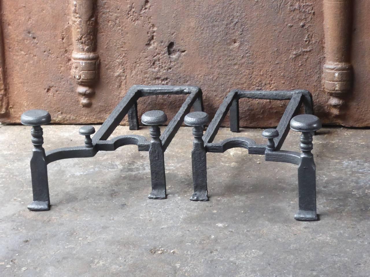 18th century French Louis XV period fire dogs made of wrought iron.

The condition of the andirons is good.