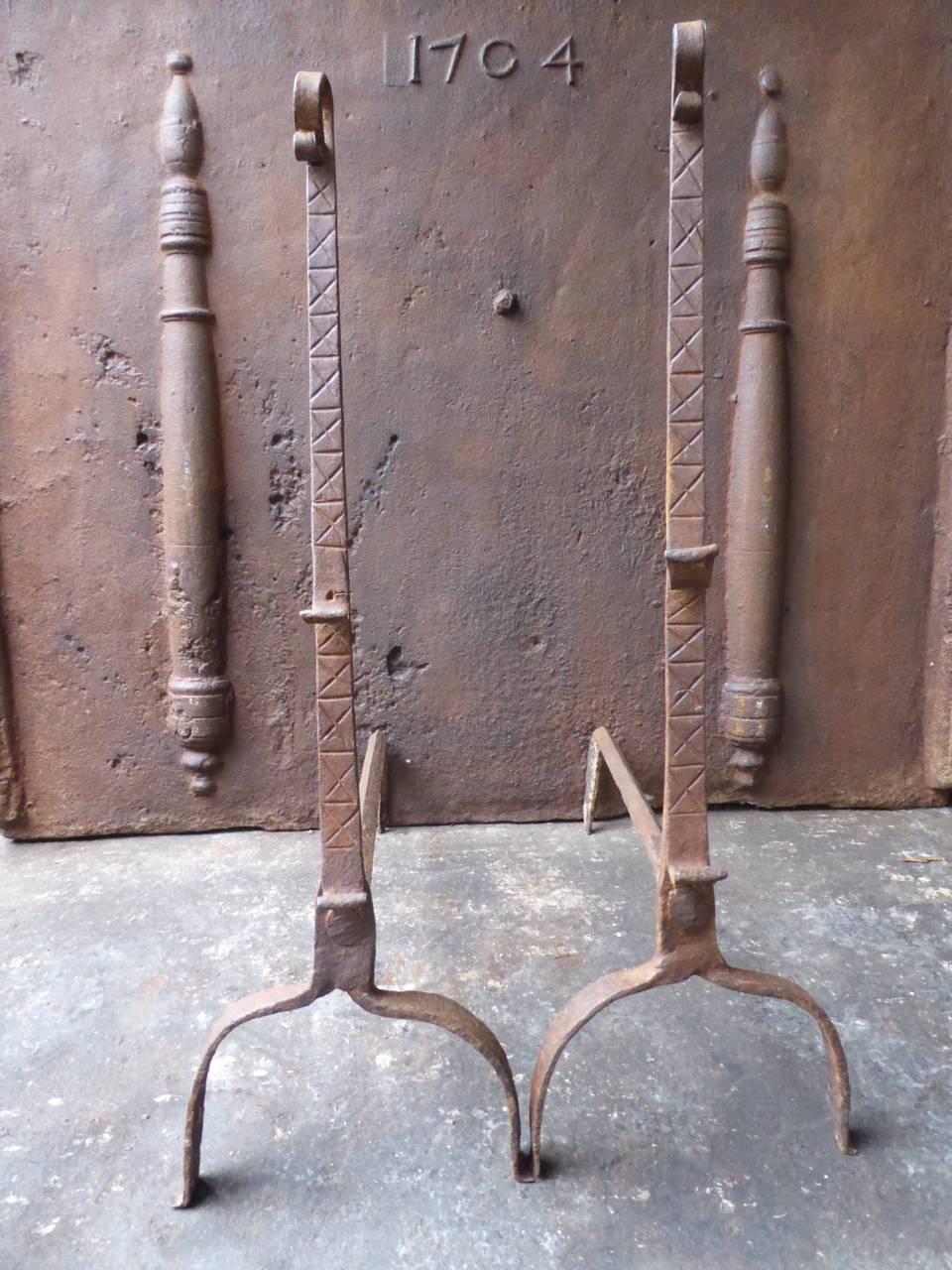 17th Century French Gothic Andirons or Firedogs In Good Condition In Amerongen, NL