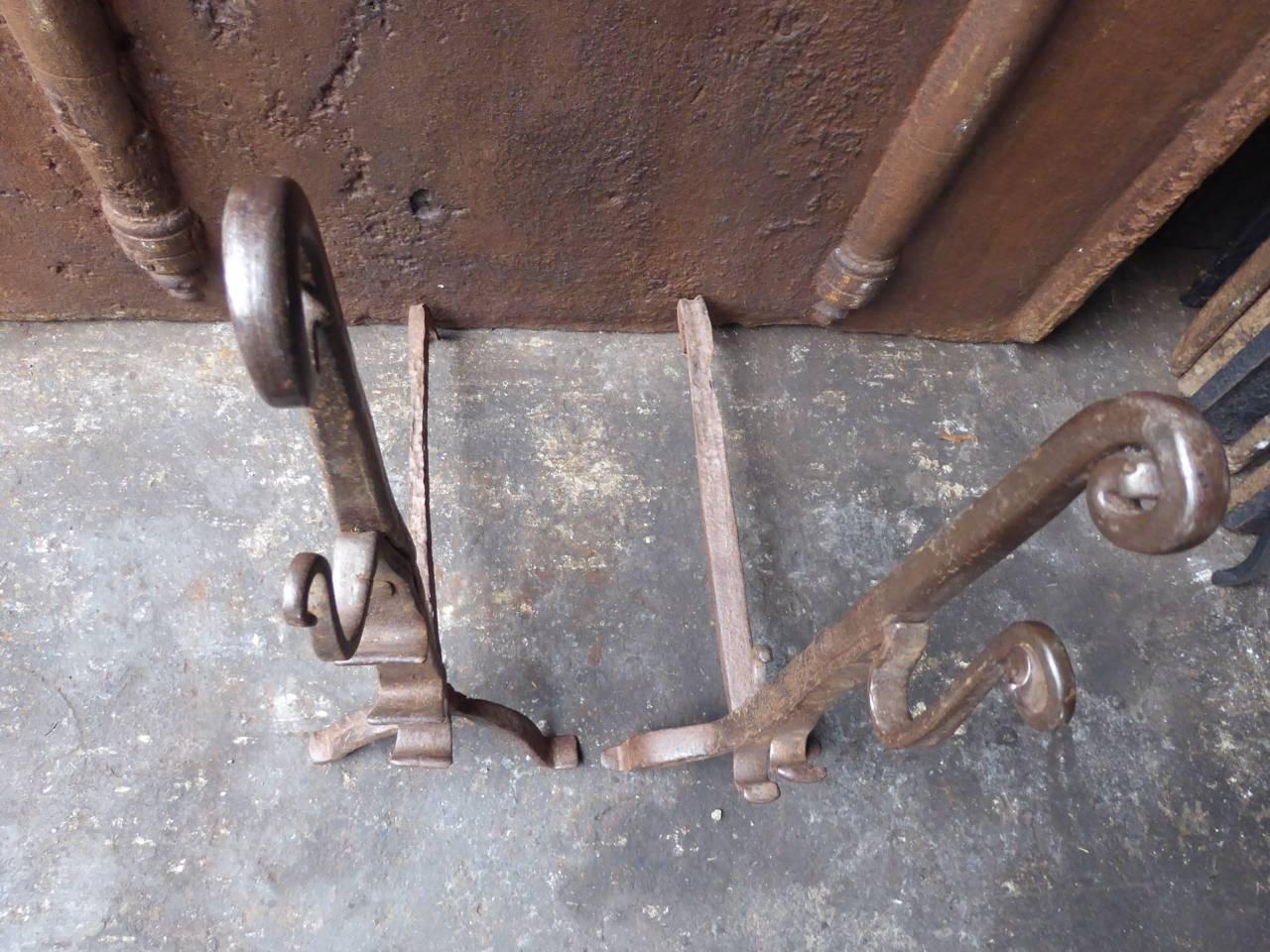 17th Century French Gothic Andirons or Firedogs For Sale 2