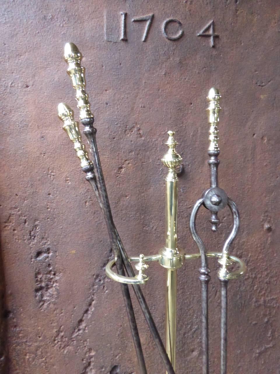 Polished 19th Century English Fireplace Tools or Fire Tools