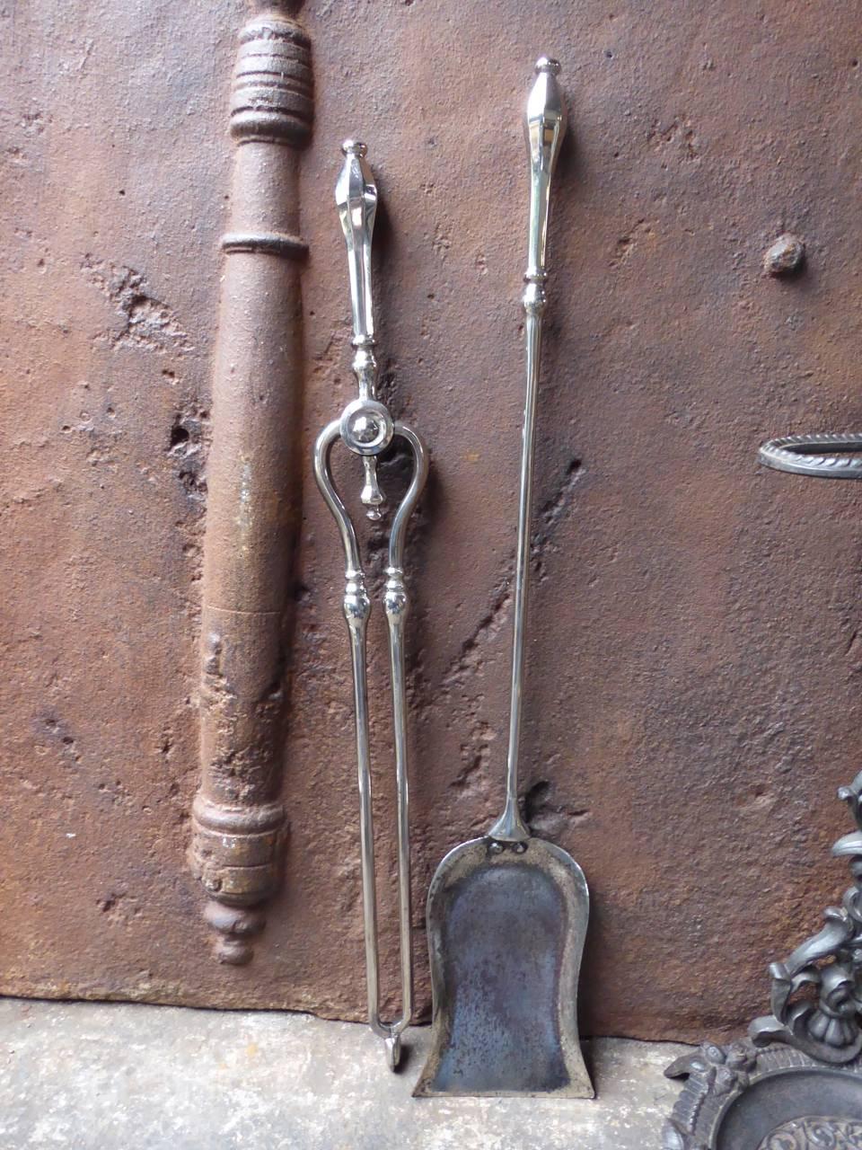 Iron 19th Century English Victorian Fireplace Tools or Fire Tools For Sale