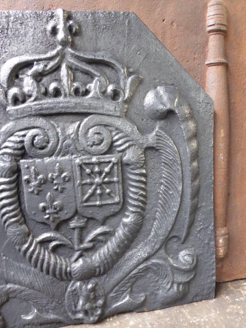 Cast 17th Century French 'Arms of France and Navarre' Fireback