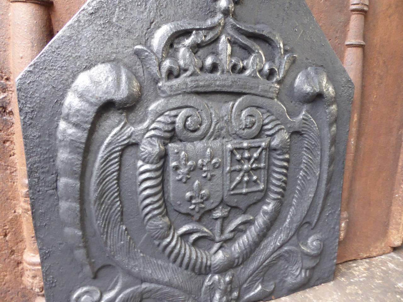 18th Century and Earlier 17th Century French 'Arms of France and Navarre' Fireback