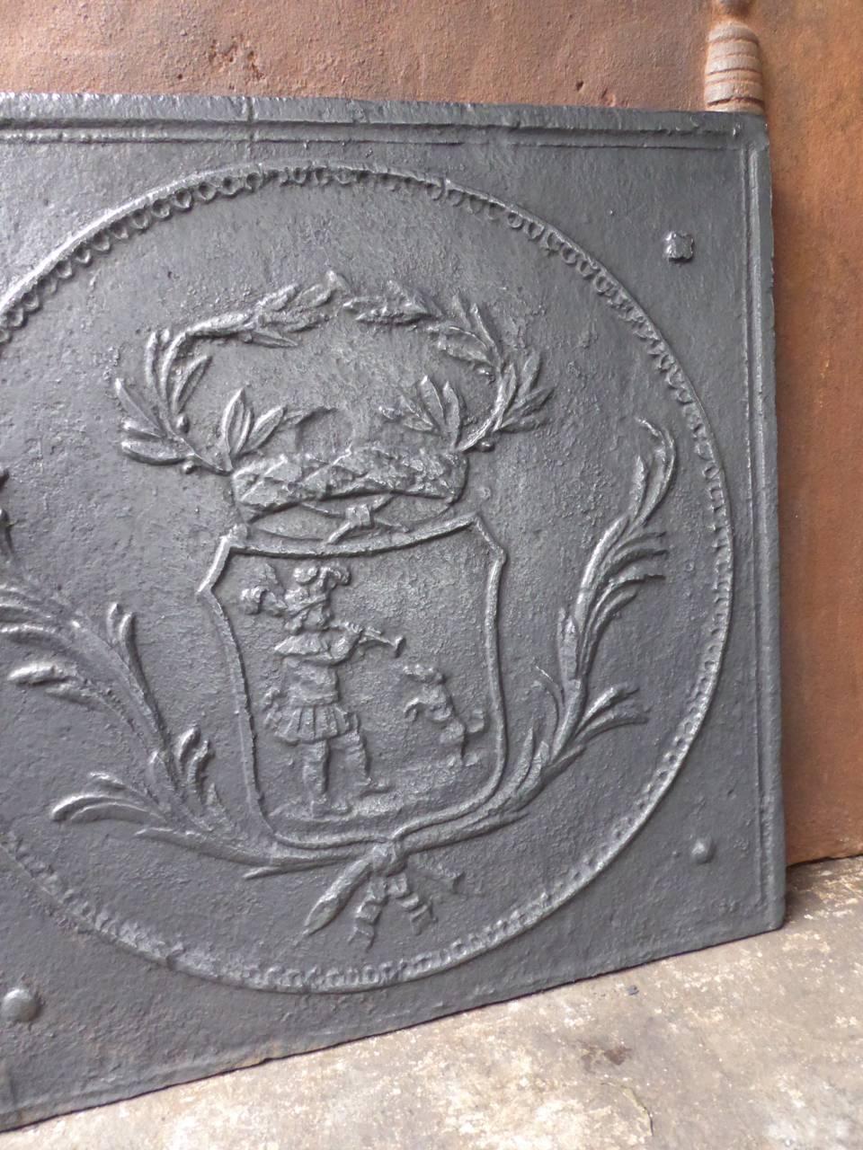 Iron 19th Century French 'Piper Dancing with Dog' Fireback