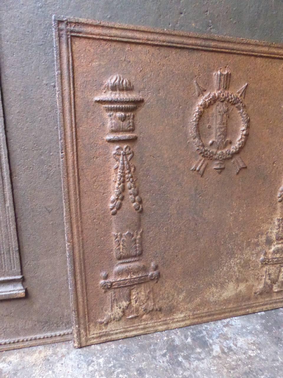 Cast 19th Century French 'Pillars with Decoration' Fireback