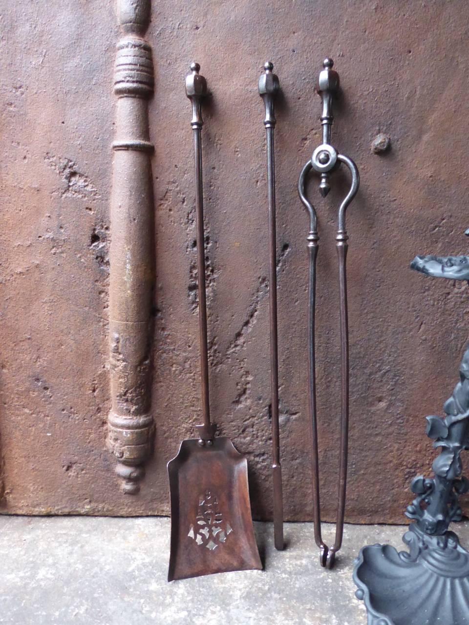 Iron 19th Century English Fireplace Tools or Fire Tools